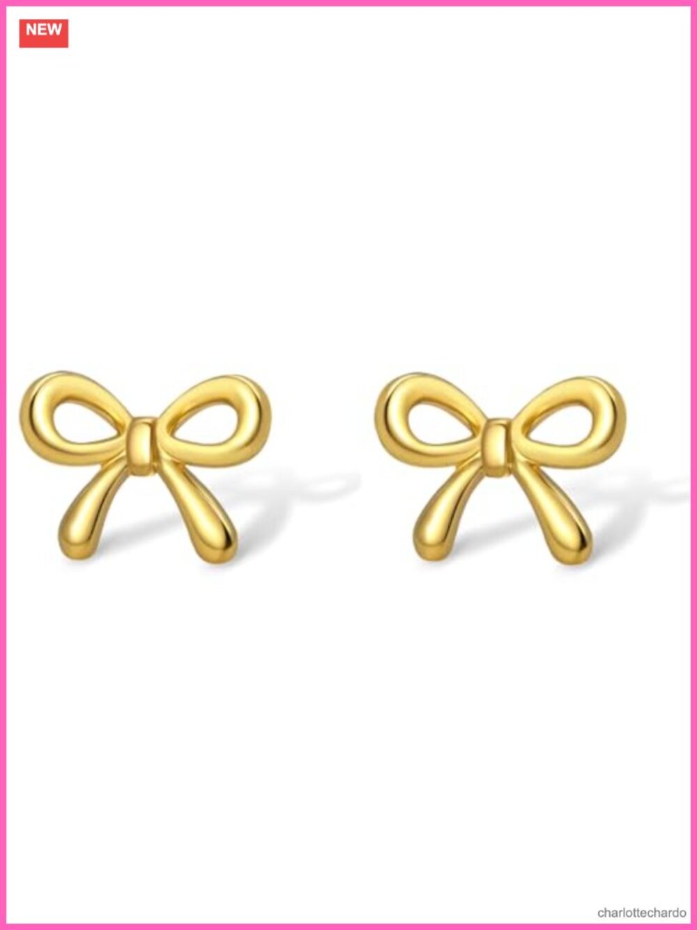 18k Gold Plated Bow Stud Earrings Set Minimalist Women's Jewelry